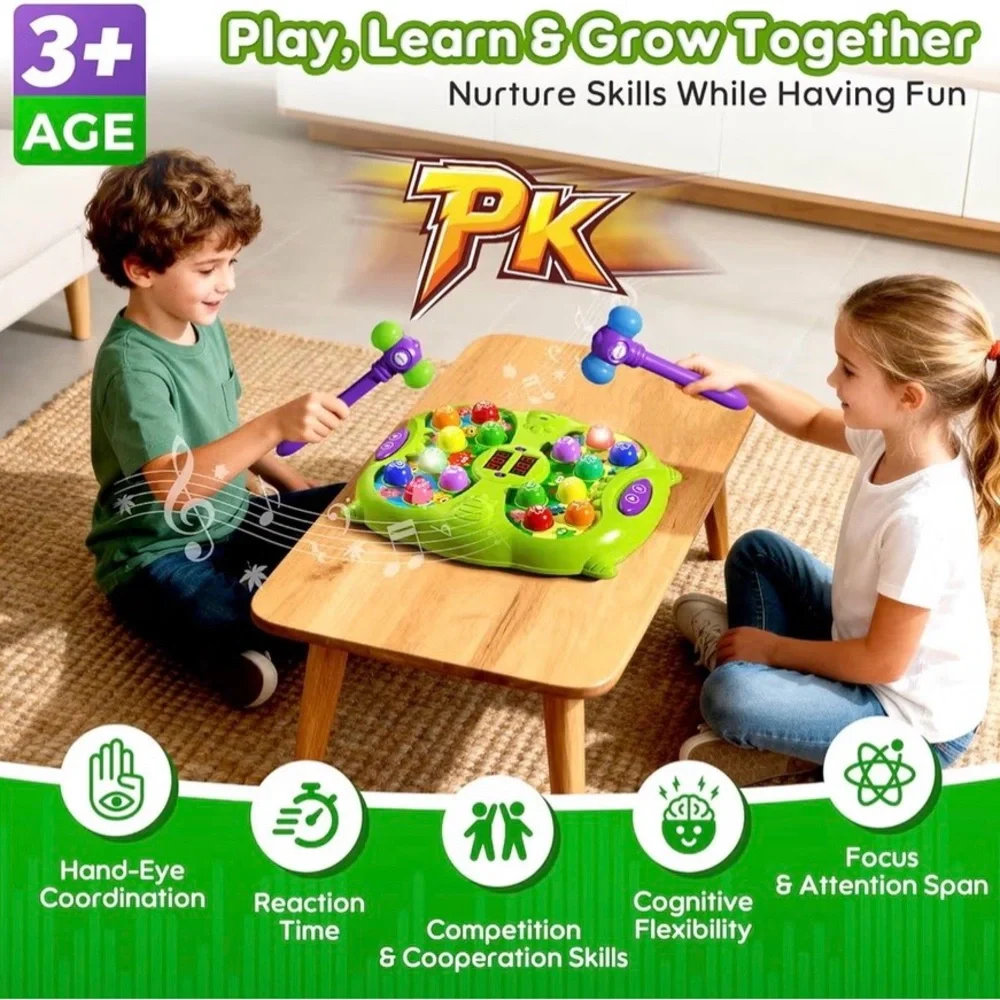 Interactive Green Whack-a-Mole Game for Kids